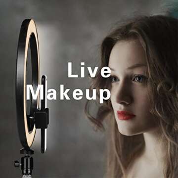Ring Light 10" with 67" Extended Tripod Stand & Phone Holder for YouTube Video, Camera Led Ring Light for Streaming, Makeup, Selfie Photography Compatible with iPhone Android