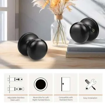 GOBEKOR Matte Black Keyless Passage Door Knobs - Upgrade Your Home