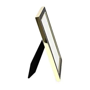 Elegant 5x7 Black Leather Picture Frame with Gold Metal
