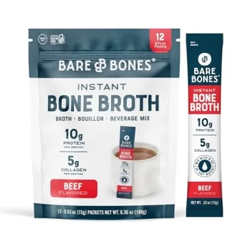 Bare Bones Beef Bone Broth Powder - Instant Rich Savory Mix | 100% Grass Fed Keto & Paleo Friendly |...