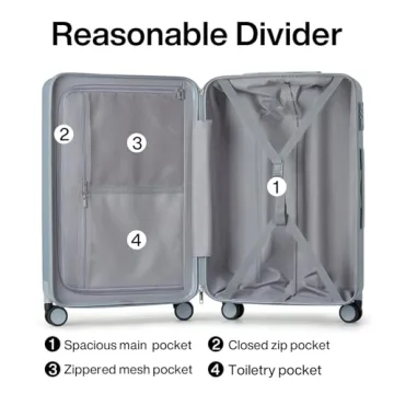 Hanke 24 Inch Luggage Suitcases With Spinner Wheels Lightweight PC Hard Shell Rolling Suitcase With TSA Lock,Checked-Medium 24-Inch(Gray)