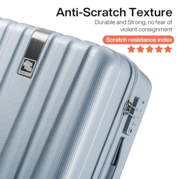 Hanke 24 Inch Luggage Suitcases With Spinner Wheels Lightweight PC Hard Shell Rolling Suitcase With TSA Lock,Checked-Medium 24-Inch(Gray)
