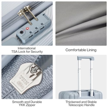 Hanke 24 Inch Luggage Suitcases With Spinner Wheels Lightweight PC Hard Shell Rolling Suitcase With TSA Lock,Checked-Medium 24-Inch(Gray)