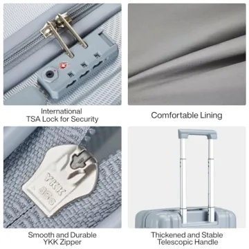 Hanke 24 Inch Luggage Suitcases With Spinner Wheels Lightweight PC Hard Shell Rolling Suitcase With TSA Lock,Checked-Medium 24-Inch(Gray)