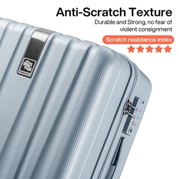 Hanke 24 Inch Luggage Suitcases With Spinner Wheels Lightweight PC Hard Shell Rolling Suitcase With TSA Lock,Checked-Medium 24-Inch(Gray)