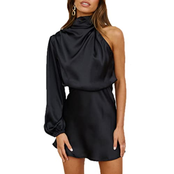 Elegant Women's Satin One Shoulder Cocktail Mini Dress