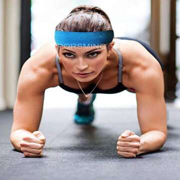 PorsMing Headbands Pack of 19 Exercise Bands Sweat Bands Hair Bands Elastic Stretch Head Wraps for Women Men Girls Yoga Workout Gym Sports Fitness Non Slip and Slide Fashion Colors