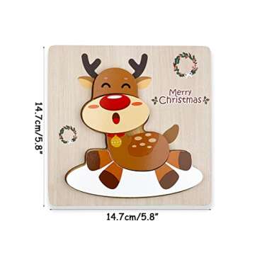 Anditoy 4 Pack Christmas Wooden Puzzles for Kids