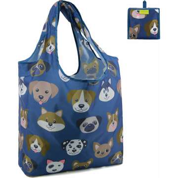 BeeGreen Cute Dog Lovers Reusable Grocery Bags, Large & Durable