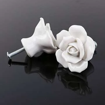 Elegant 8pcs Vintage Rose Ceramic Knobs for Home Decor