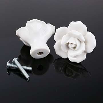 Elegant 8pcs Vintage Rose Ceramic Knobs for Home Decor