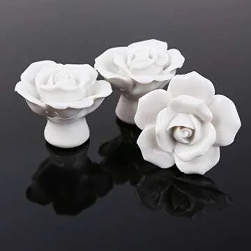 Elegant 8pcs Vintage Rose Ceramic Knobs for Home Decor