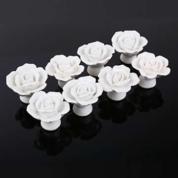 Elegant 8pcs Vintage Rose Ceramic Knobs for Home Decor
