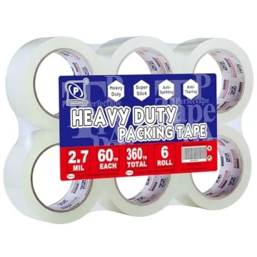P PERFECTAPE Heavy Duty Packing Tape - Ultra Strong & Clear, 6 Rolls for Shipping