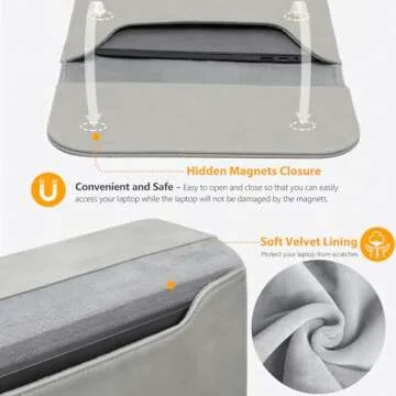HYZUO 13 Inch Laptop Sleeve Case Bag for MacBook Air 13 M3 M2 M1 2024-2018, MacBook Pro 13 M2 M1 2024-2016, iPad Pro 13 M4, iPad Air 13 M2, XPS 13, Surface Pro 11/10/9/8/X, with Pouch, Light Gray