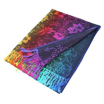 PASKMLNA Pashmina Silky Shawl Scarf in Navy - Luxurious Comfort