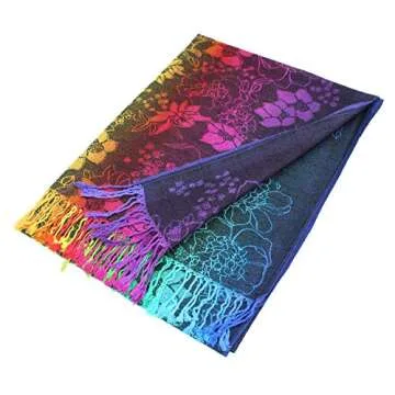 PASKMLNA Pashmina Silky Shawl Scarf in Navy - Luxurious Comfort