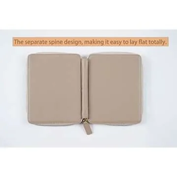 Moterm Leather Zippered Pen Pouch - Fountain Pen Case with 6 Pen Loops and a Snap Pocket (Pebbled-Taupe)