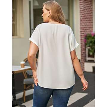 IN'VOLAND Plus Size Womens Tops V Neck Lace Flowy Shirts Loose Blouses 2023 Fashion T-Shirts Dressy Casual Sleeve Tops Black 16-24W