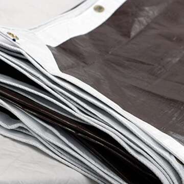 Heavy Duty Tarps Waterproof 12mil - Reversible White Brown Tarp - 12x40 with UV Protection for Outdoor Camping RV Truck and Trailers