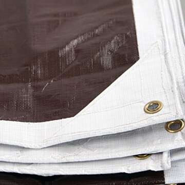 Heavy Duty Tarps Waterproof 12mil - Reversible White Brown Tarp - 12x40 with UV Protection for Outdoor Camping RV Truck and Trailers