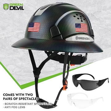 Vented GREEN DEVIL Hard Hat - OSHA Approved Safety Helmet