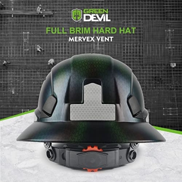 Vented GREEN DEVIL Hard Hat - OSHA Approved Safety Helmet