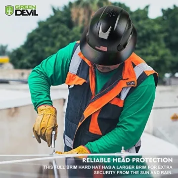 Vented GREEN DEVIL Hard Hat - OSHA Approved Safety Helmet