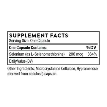 Thorne Selenium - 200 mcg Selenium Supplement for Antioxidant Support - 60 Capsules