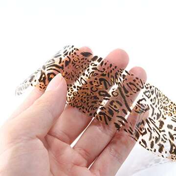 Leopard Nail Foil Transfer for Women 20 Sheets Holographic Nail Art Foil Mixed Laser with Transparent Leopard Stickers DIY Nail Art Designs Manicure Decoration