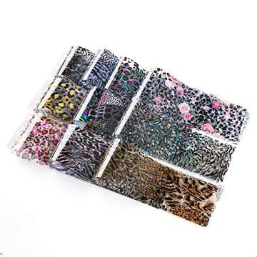 Leopard Nail Foil Transfer for Women 20 Sheets Holographic Nail Art Foil Mixed Laser with Transparent Leopard Stickers DIY Nail Art Designs Manicure Decoration