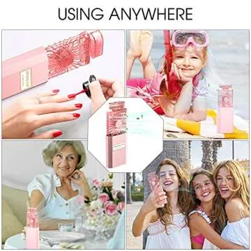 LIGHTDESIRE Lady USB Mini Handheld Fan with Fragrance, Rechargeable, Portable Small Personal Lash Fan with 3 Speed Modes for Travel, Camping, Office,Gift for Women, Girl(Pink)