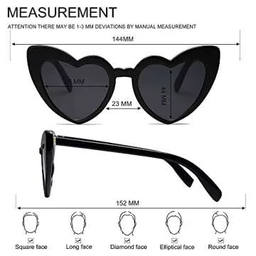 VANLINKER Heart Sunglasses Womens Retro Love Shaped Sunglasses for Party VL9604