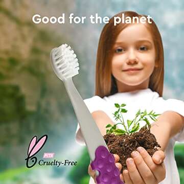 RADIUS Totz Plus Brush Kids Toothbrush Silky Soft BPA Free ADA Accepted Designed for Delicate Teeth & Gums for Children 3 Years & Up - PurpleGrey - Pack of 1