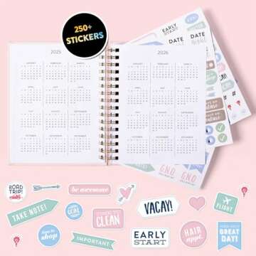 2025 Eccolo Spiral Agenda Planner, Dear 2025, Weekly & Monthly Pages, 12 Month, Sticker Sheets, Inspirational Quotes (7.75 x 8.75, Hardcover)