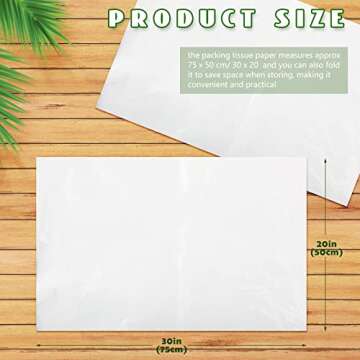 RYKOMO 100 Sheets 20 x 30 Inch Acid Free Archival Tissue Paper Unbuffered No Acid Paper White No Lig...