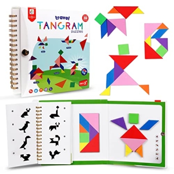 Travel Tangram Puzzle Magnetic Puzzle Book Game Road Trip Game Jigsaw Shapes Dissection STEM Games w...