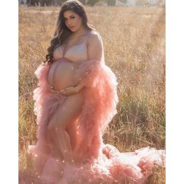 Tianzhihe Tulle Robe for Maternity Photoshoot Dress - Puffy Ruffles & Bridal Lingerie