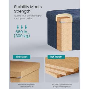 SONGMICS MAZIE Folding Storage Ottoman for All Spaces