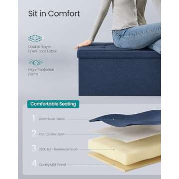 SONGMICS MAZIE Folding Storage Ottoman for All Spaces