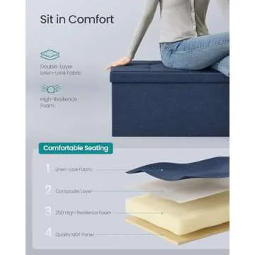 SONGMICS MAZIE Folding Storage Ottoman for All Spaces