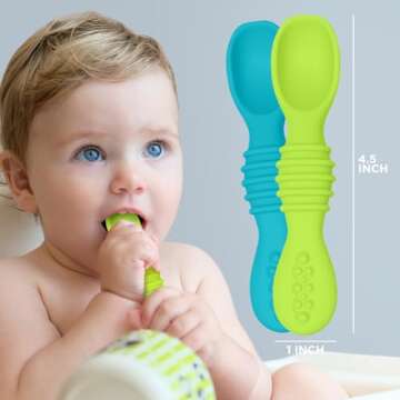 Silicone Baby Spoon, Baby Led Weaning, First Stage Baby Spoons, Baby Feeding Spoon Set Gum Friendly ...