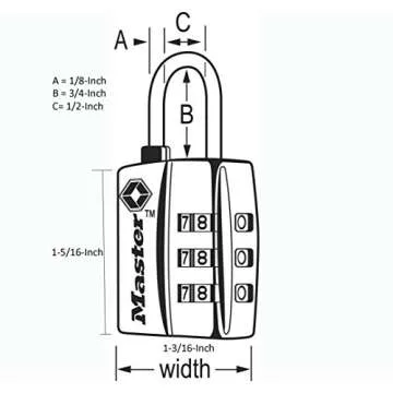 Master Lock Black TSA-Approved Luggage Lock with Wide Lock Body and Thin, Durable Steel Shackle, Zipper Lock for Backpacks, Luggage, 4680DBLK