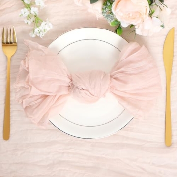 Nydotd 6pcs Cheesecloth Napkins 20 x 20 Inch Boho Dinner Napkins Wrinkled Rustic Linen Table Napkins...