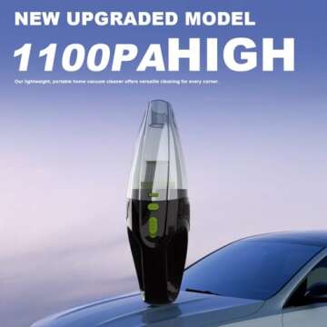 FRYONK Car Wired Vacuum Cleaner, 12V Portable Car Vacuum with Strong Suction, 3 Attachments for Cleaning Car Seats, Floor Mats, and Crevices, Compact Design for Home and Car Use.365 Day Trial.