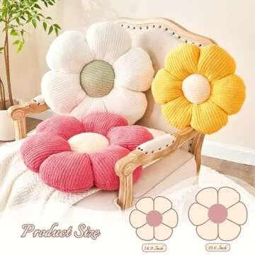 Kcvvcr Flower Throw Pillow, Soft Peach Pink 14.9" Flower Pillow for Home Decor, Cute Flower Shaped F...