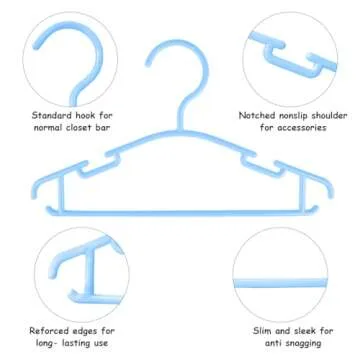 GoodtoU Blue Baby Hangers, 100Pack Baby Hangers for Closet Kids Hangers Plastic Children Hangers Baby Clothes Hangers