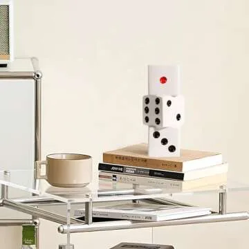 XMMEIMK Dice Vase White Ceramic Vase for Home Decor, 8 Inch Unique Flower Vase，Black and White centerpieces for Tables