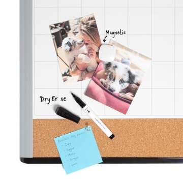 U Brands Magnetic Dry Erase 3-in-1 Calendar Board, 20"x16", Black and Gray Frame