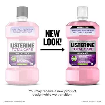 Listerine Total Care Alcohol-Free Anticavity Fluoride Mouthwash, 6 Benefit Oral Rinse to Help Kill 9...
